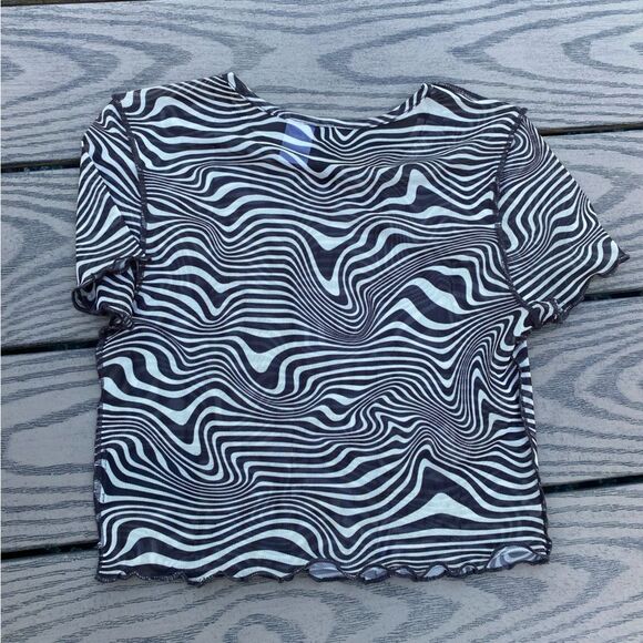 H&M size extra small mesh brown crop top sheer festival - Picture 5 of 5